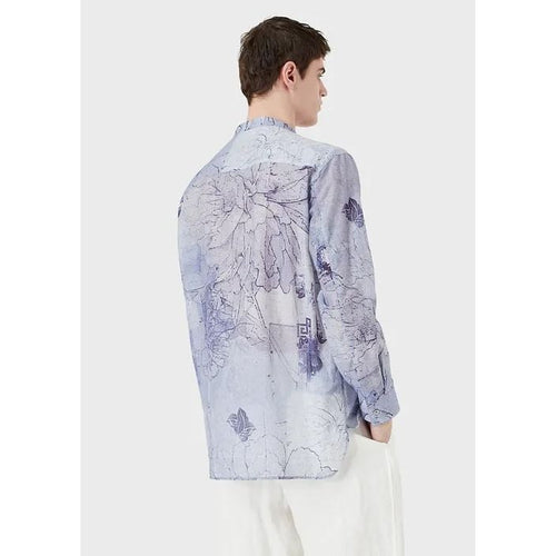 Load image into Gallery viewer, Tattoo-print muslin shirt with guru collar - Yooto
