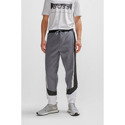 Load image into Gallery viewer, BOSS MIXED-MATERIAL TRACKSUIT BOTTOMS WITH PRINTED LOGO - Yooto
