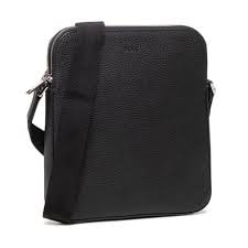 BOSS Crosstown Crossbody bag grained cow leather black - Yooto