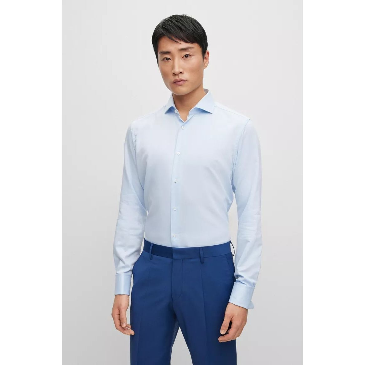 BOSS REGULAR-FIT SHIRT IN MICRO-STRUCTURED ORGANIC COTTON - Yooto