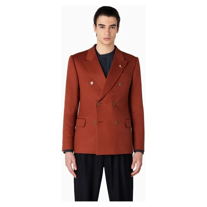 EMPORIO ARMANI DOUBLE-BREASTED JACKET IN PURE CAMEL - Yooto