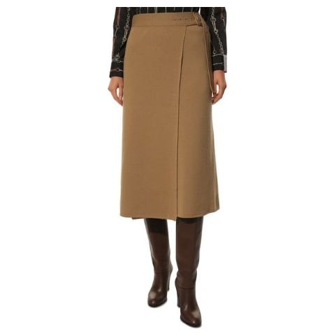 BOSS VIRGIN-WOOL WRAP SKIRT WITH POLISHED RIVETS - Yooto