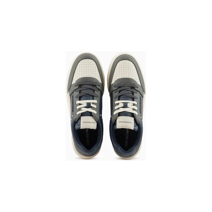 EMPORIO ARMANI ASV REGENERATED-LEATHER SNEAKERS WITH STITCHING DETAILS - Yooto