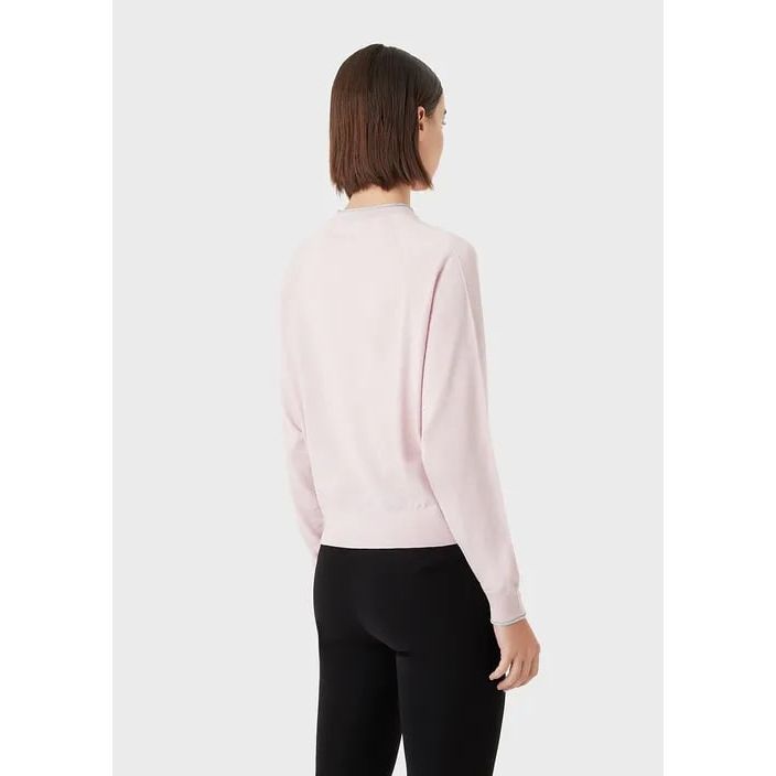 EMPORIO ARMANI FLAT-KNIT VIRGIN WOOL JUMPER WITH CHENILLE DETAILS - Yooto