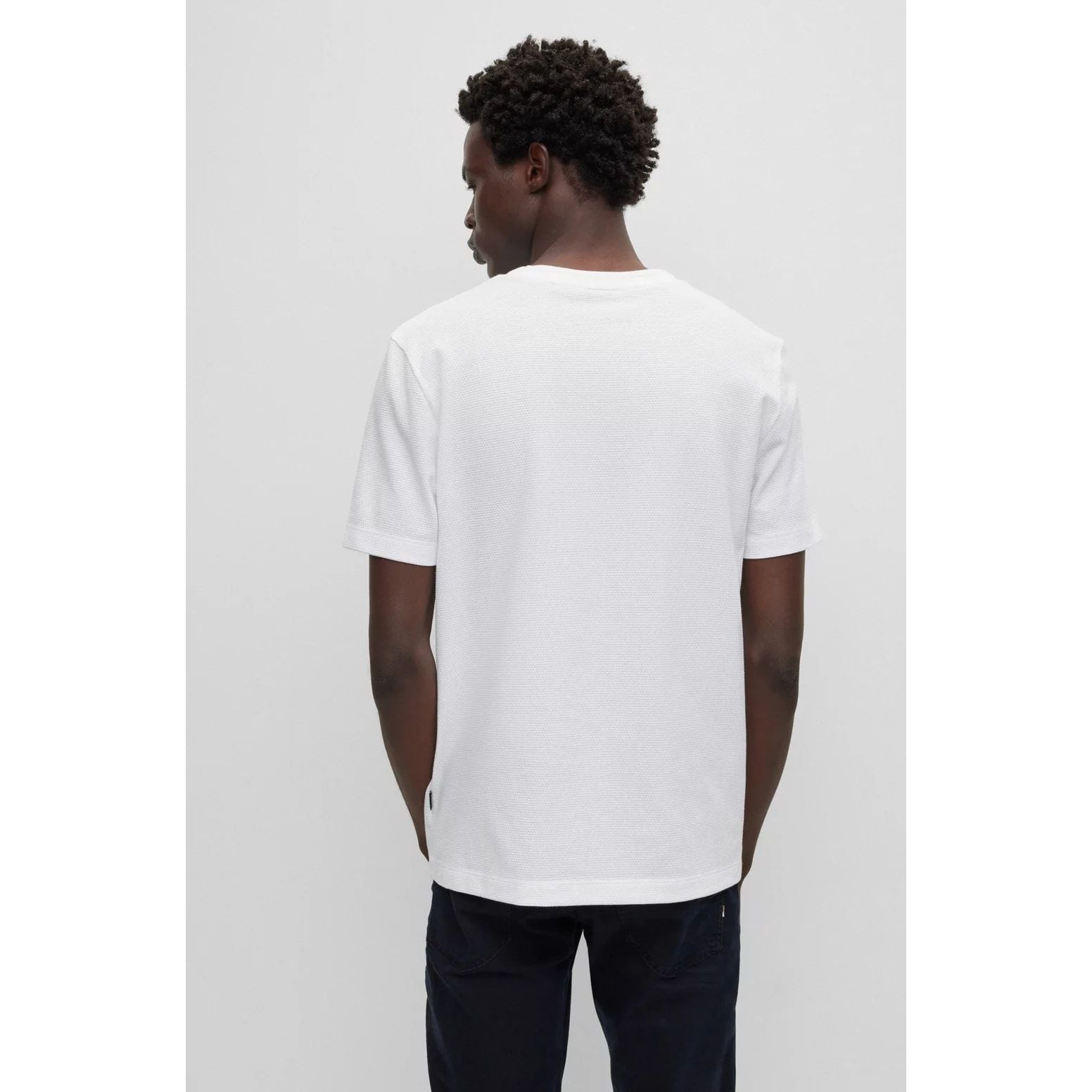 BOSS COTTON-BLEND T-SHIRT WITH BUBBLE-JACQUARD STRUCTURE - Yooto