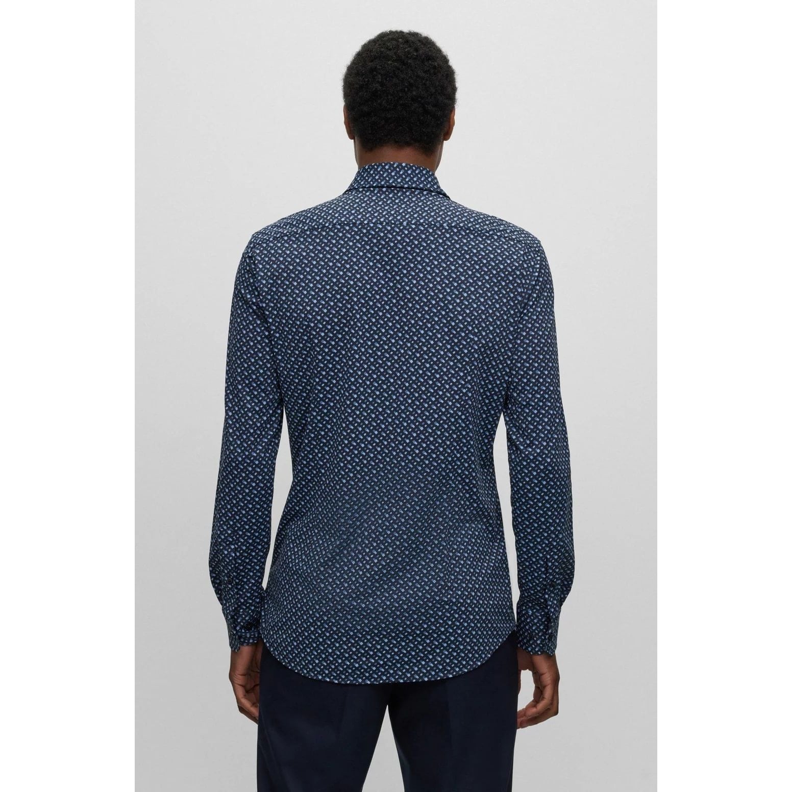 BOSS SLIM-FIT SHIRT IN MONOGRAM-PRINT PERFORMANCE-STRETCH FABRIC - Yooto