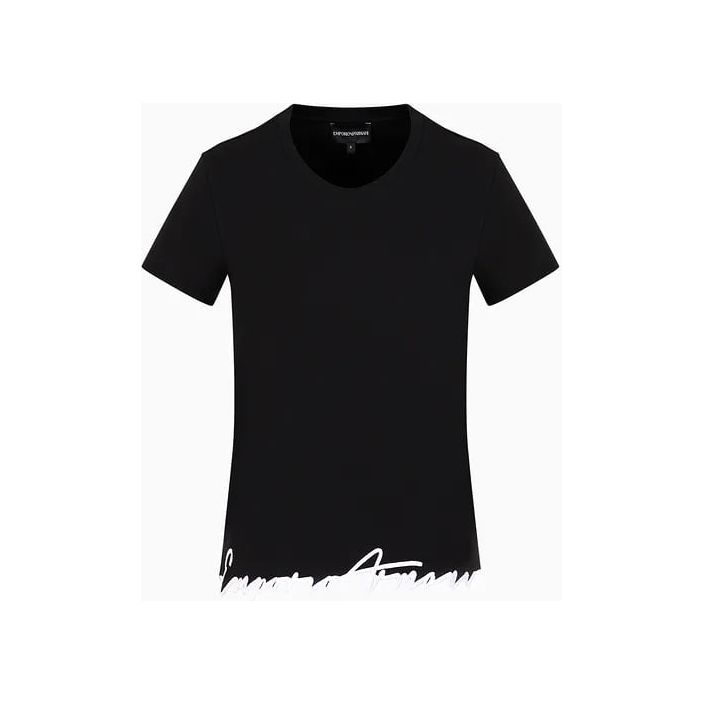 EMPORIO ARMANI ORGANIC-JERSEY T-SHIRT WITH EMBROIDERED SHAPED HEM - Yooto