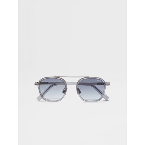Load image into Gallery viewer, TRANSPARENT LIGHT GREY ORIZZONTE I ACETATE AND METAL SUNGLASSES - Yooto
