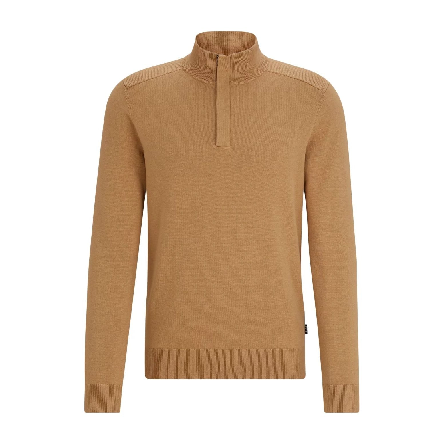 BOSS ZIP-NECK TROYER SWEATER IN COTTON AND VIRGIN WOOL - Yooto