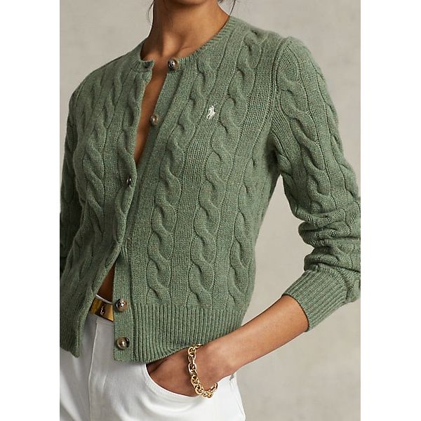 Polo Ralph Lauren Aran Cable Knit Wool-Cashmere Cardigan