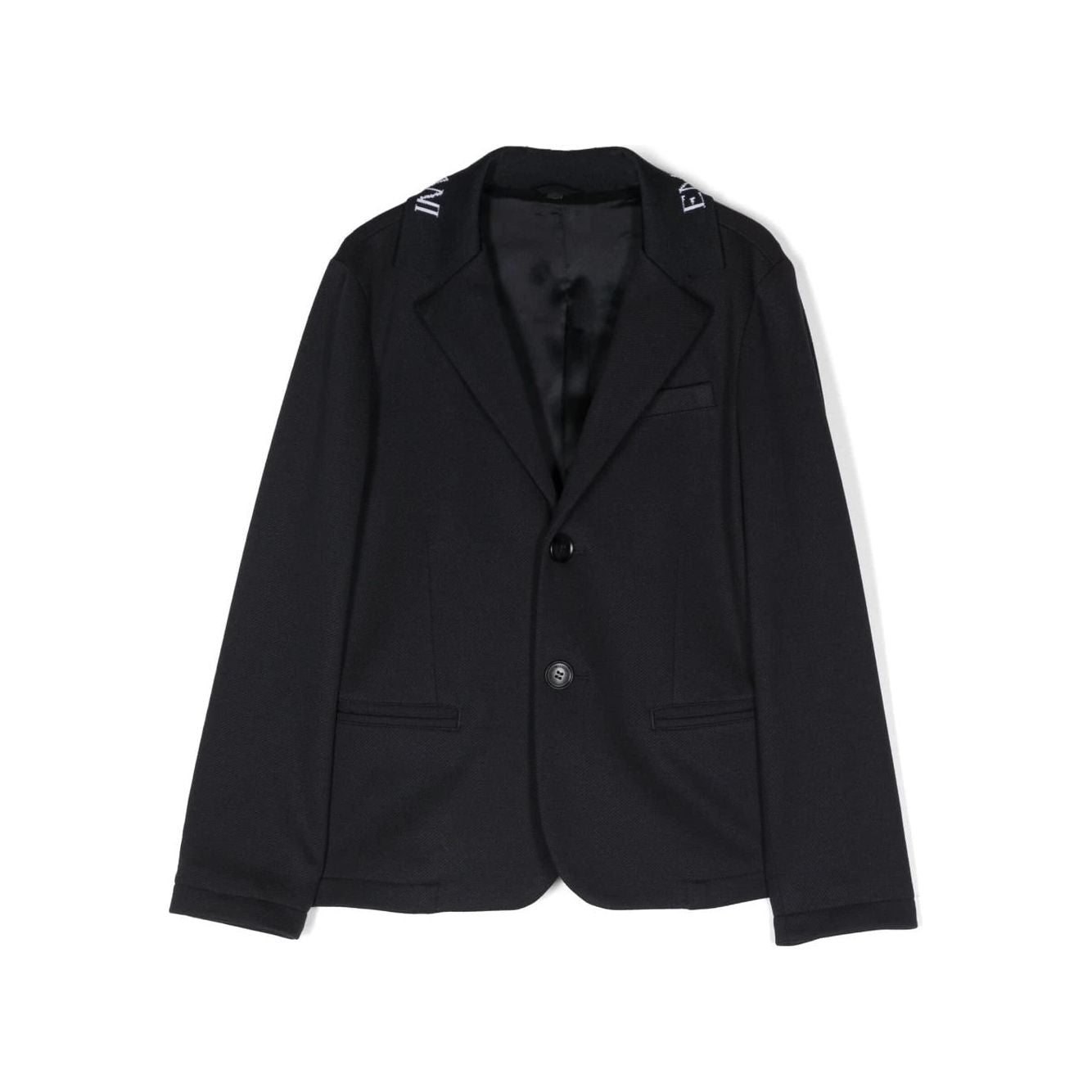 EMPORIO ARMANI KIDS LOGO-LETTERING SINGLE-BREASTED BLAZER - Yooto