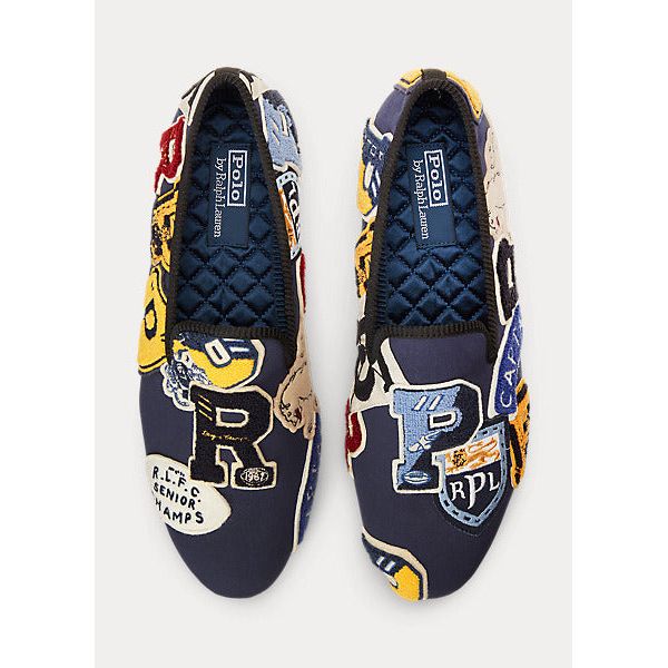 POLO RALPH LAUREN PAXTON LOGO-PATCH CANVAS SLIPPER - Yooto