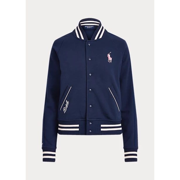 POLO RALPH LAUREN PINK PONY FLEECE BASEBALL JACKET - Yooto