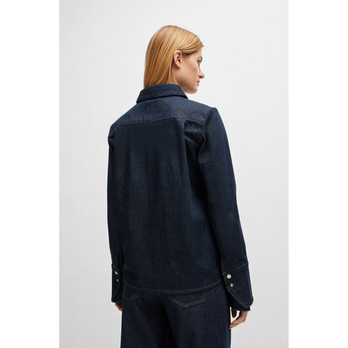 Load image into Gallery viewer, BOSS REGULAR-FIT BLOUSE IN NAVY COMFORT-STRETCH DENIM - Yooto
