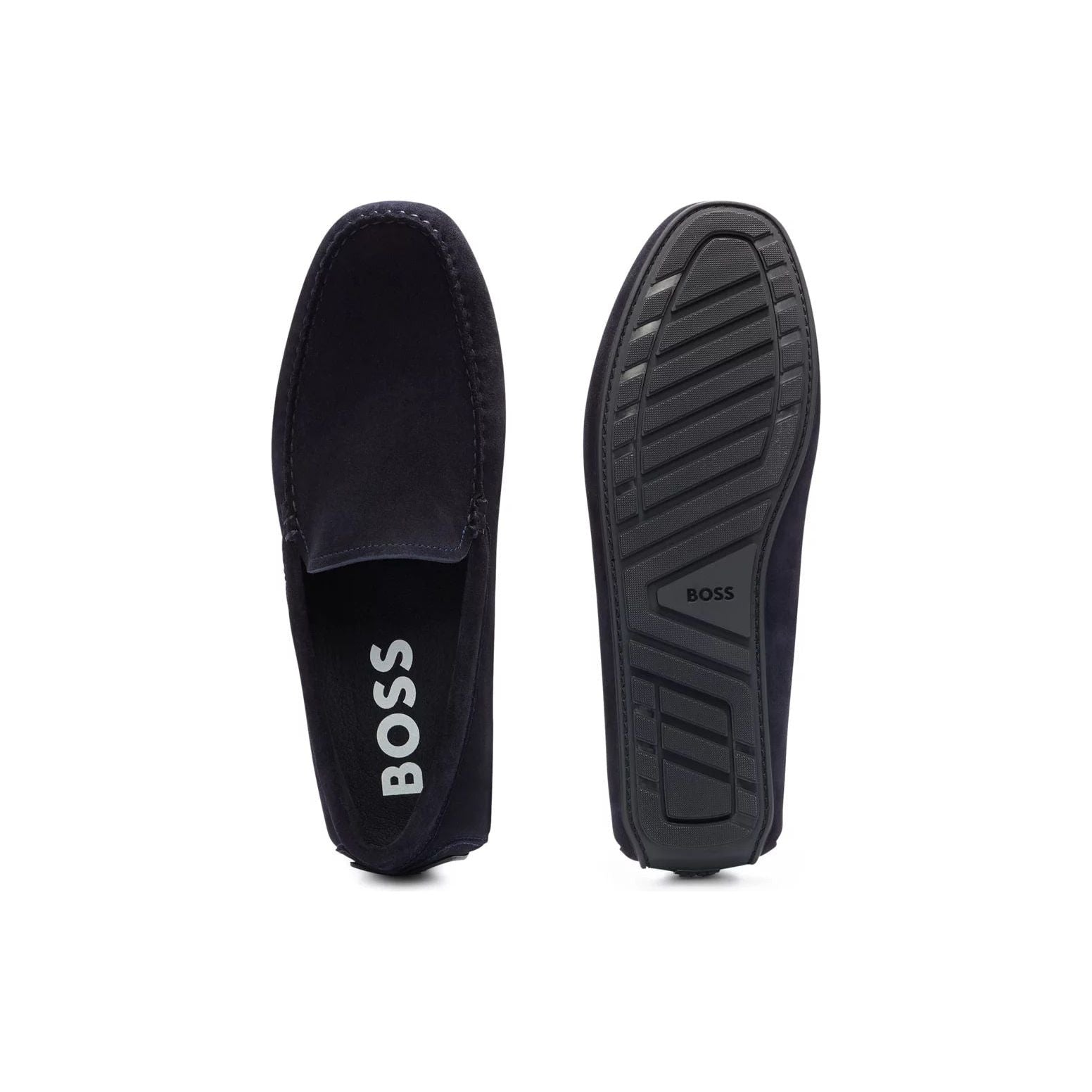 BOSS SUEDE MOCCASINS WITH LOGO DETAILS - Yooto