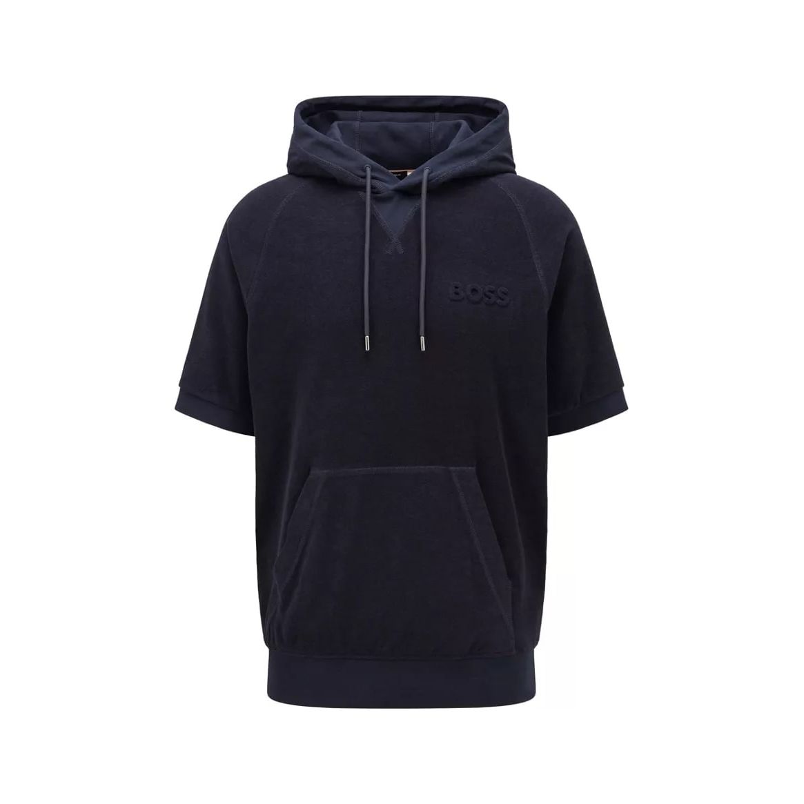 BOSS SHORT-SLEEVED HOODED SWEATSHIRT IN COTTON-TERRY TOWELLING - Yooto