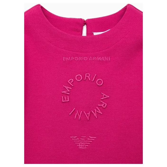 EMPORIO ARMANI KIDS VISCOSE-BLEND JERSEY DRESS WITH MATCHING LOGO EMBROIDERY AND FLOUNCE - Yooto