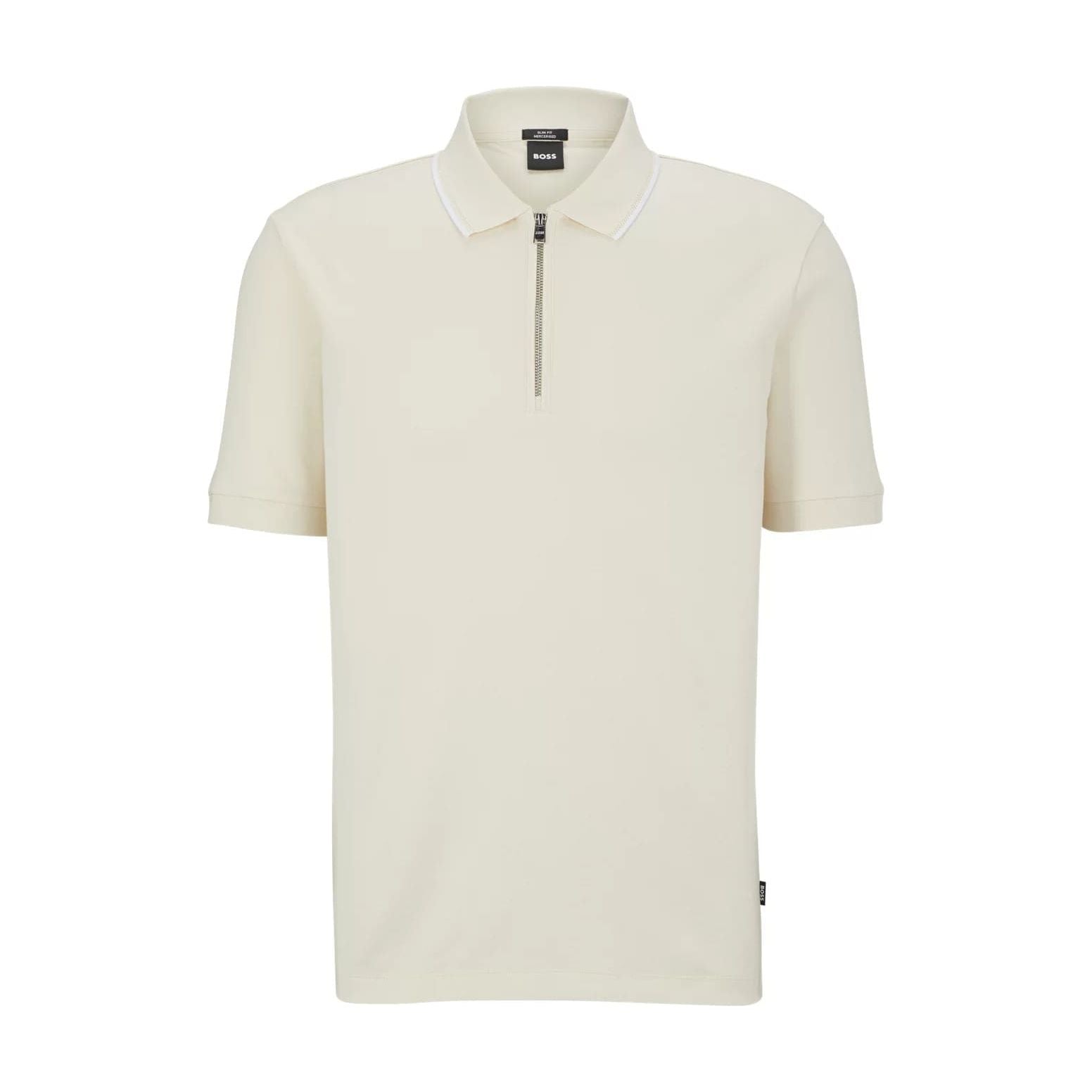 BOSS ZIP-NECK SLIM-FIT POLO SHIRT IN INTERLOCK COTTON - Yooto