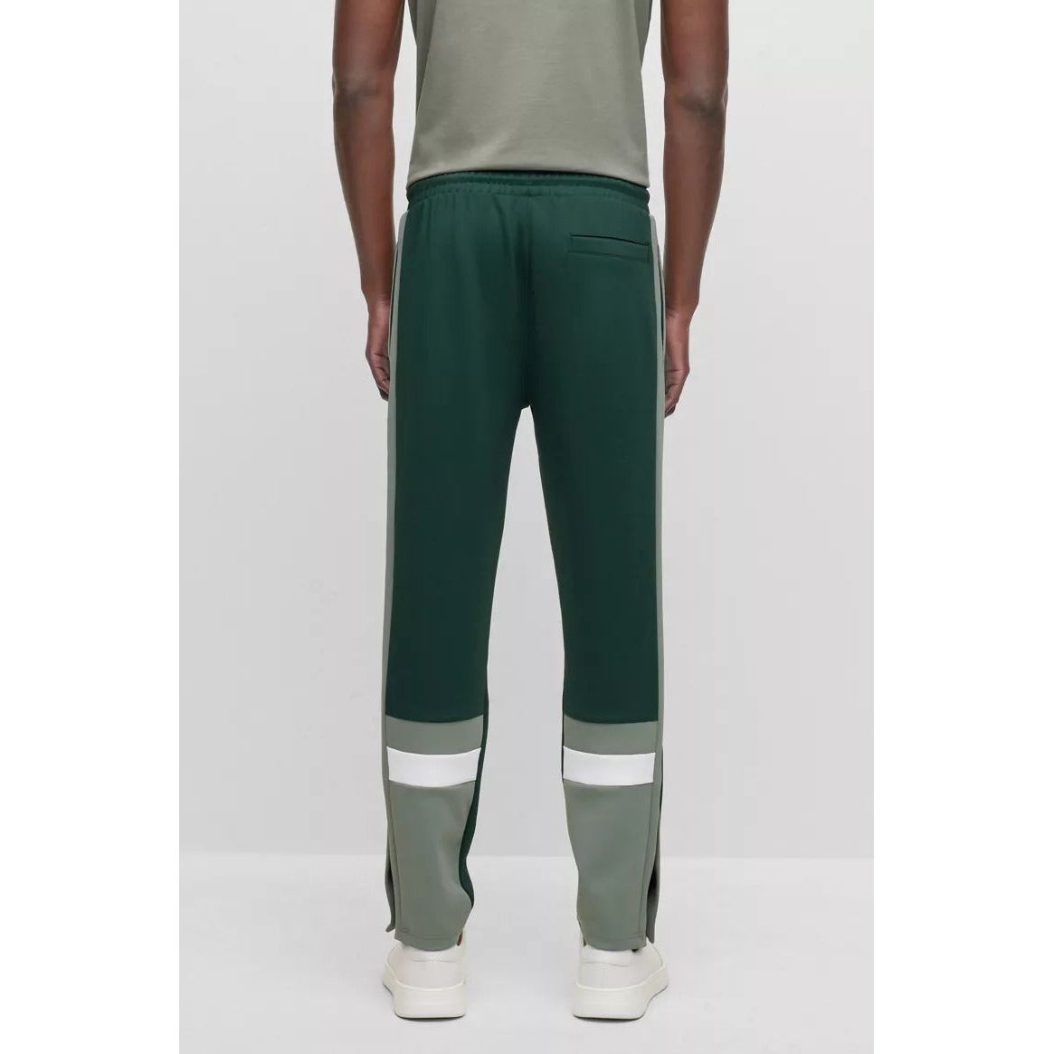 BOSS REGULAR-FIT TRACKSUIT BOTTOMS WITH COLOUR-BLOCKING - Yooto