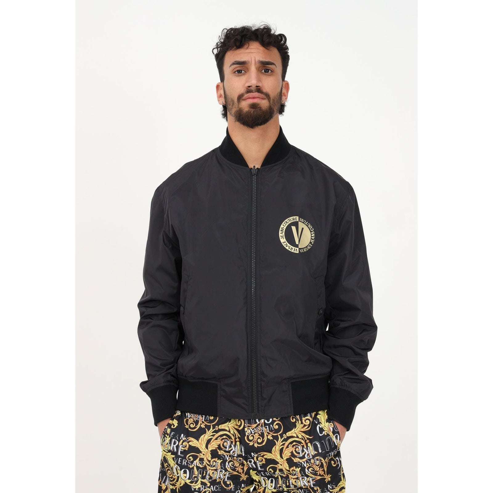 VERSACE JEANS COUTURE LOGO PRINT REVERSIBLE BOMBER - Yooto