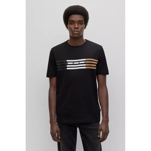 Load image into Gallery viewer, BOSS REGULAR-FIT COTTON-JERSEY T-SHIRT WITH STRIPES AND LOGO - Yooto
