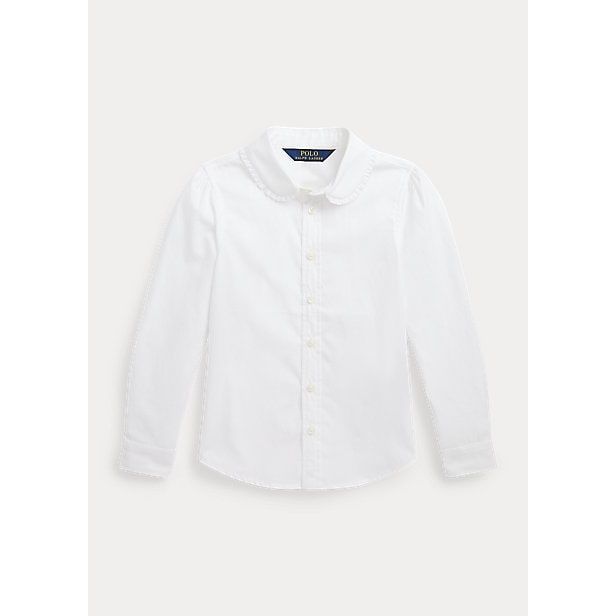 POLO RALPH LAUREN RUFFLE-TRIM COTTON BROADCLOTH SHIRT - Yooto