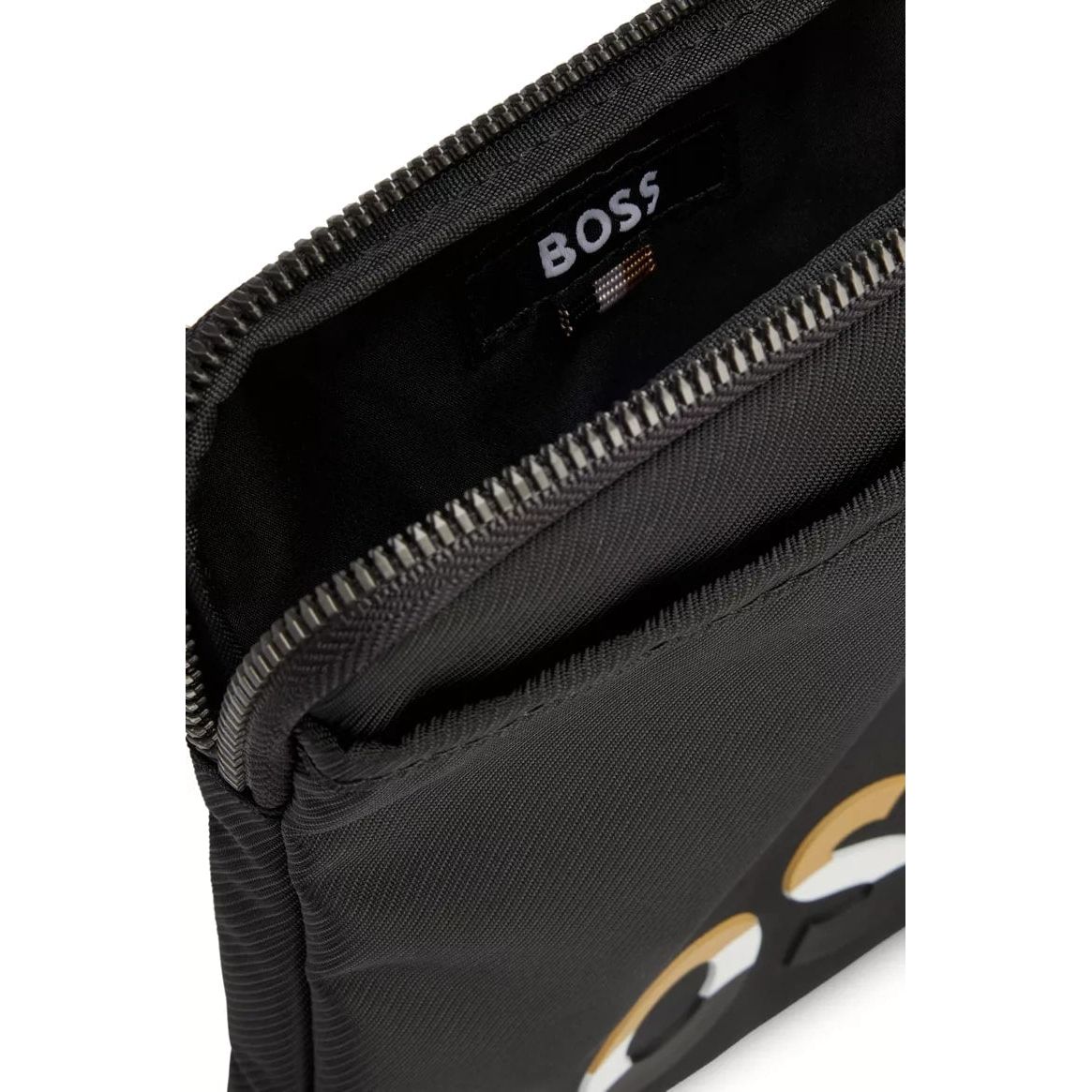 BOSS NECK POUCH WITH SIGNATURE-STRIPE STRAP AND LOGO - Yooto