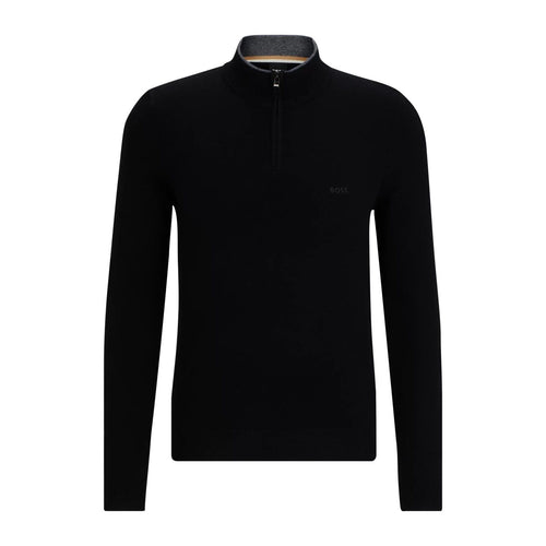 Load image into Gallery viewer, BOSS ZIP-NECK SWEATER IN VIRGIN WOOL WITH EMBROIDERED LOGO - Yooto
