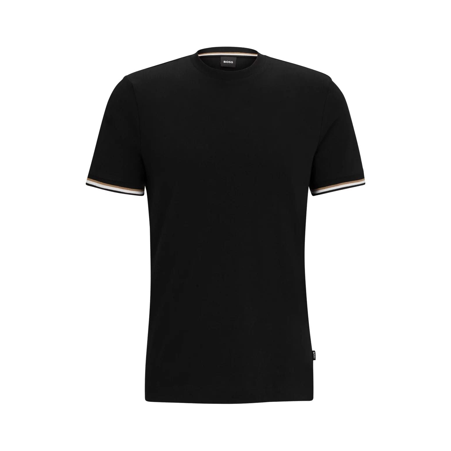 BOSS COTTON-JERSEY T-SHIRT WITH SIGNATURE-STRIPE CUFFS - Yooto