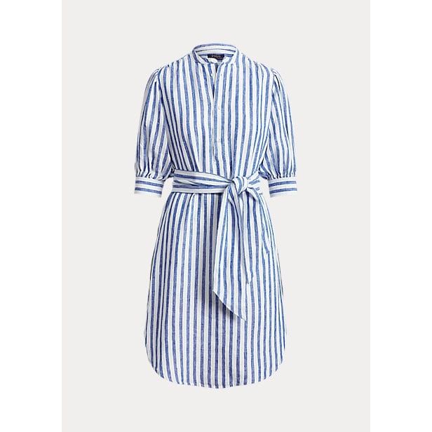 Polo Ralph Lauren Striped Belted Linen Shirtdress - Yooto
