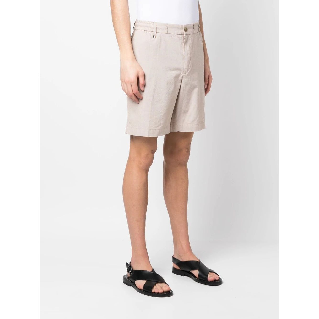 BOSS SLIM-FIT SHORTS IN COTTON-BLEND POPLIN - Yooto