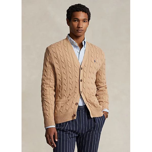 POLO RALPH LAUREN CABLE-KNIT COTTON CARDIGAN - Yooto