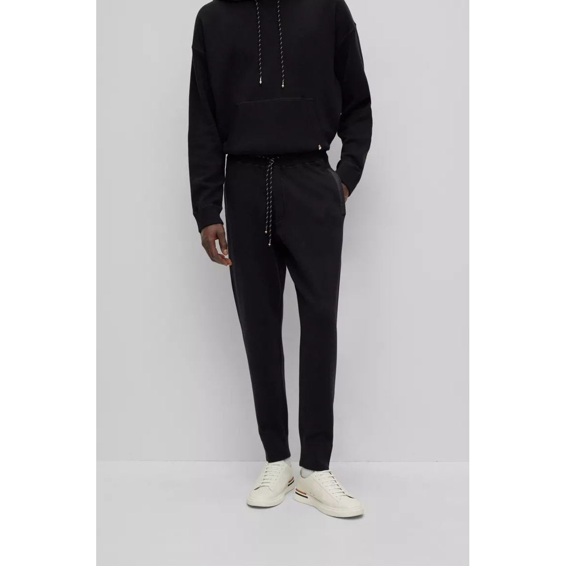 BOSS REGULAR-FIT TRACKSUIT BOTTOMS IN COTTON AND VIRGIN WOOL - Yooto