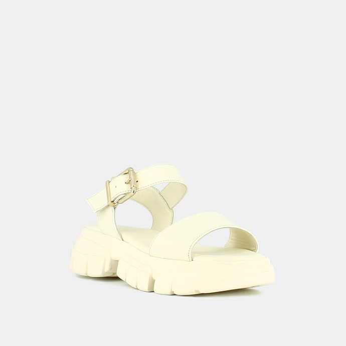 JONAK PARIS SANDALS WITH NOTCHED SOLES AND GOLD BUCKLES - Yooto