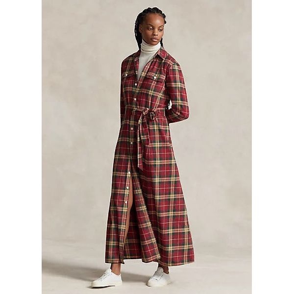 POLO RALPH LAUREN PLAID COTTON TWILL SHIRTDRESS - Yooto