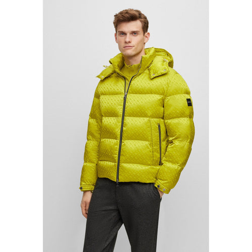 Load image into Gallery viewer, BOSS MONOGRAM-JACQUARD WATER-REPELLENT PADDED JACKET WITH HOOD - Yooto
