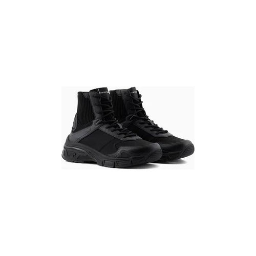 Load image into Gallery viewer, EMPORIO ARMANI NYLON HIGH-TOP SNEAKERS WITH KNIT DETAIL - Yooto
