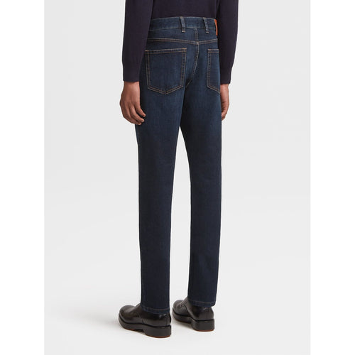 Load image into Gallery viewer, Dark Blue Stone-washed Cotton Roccia Jeans - Yooto

