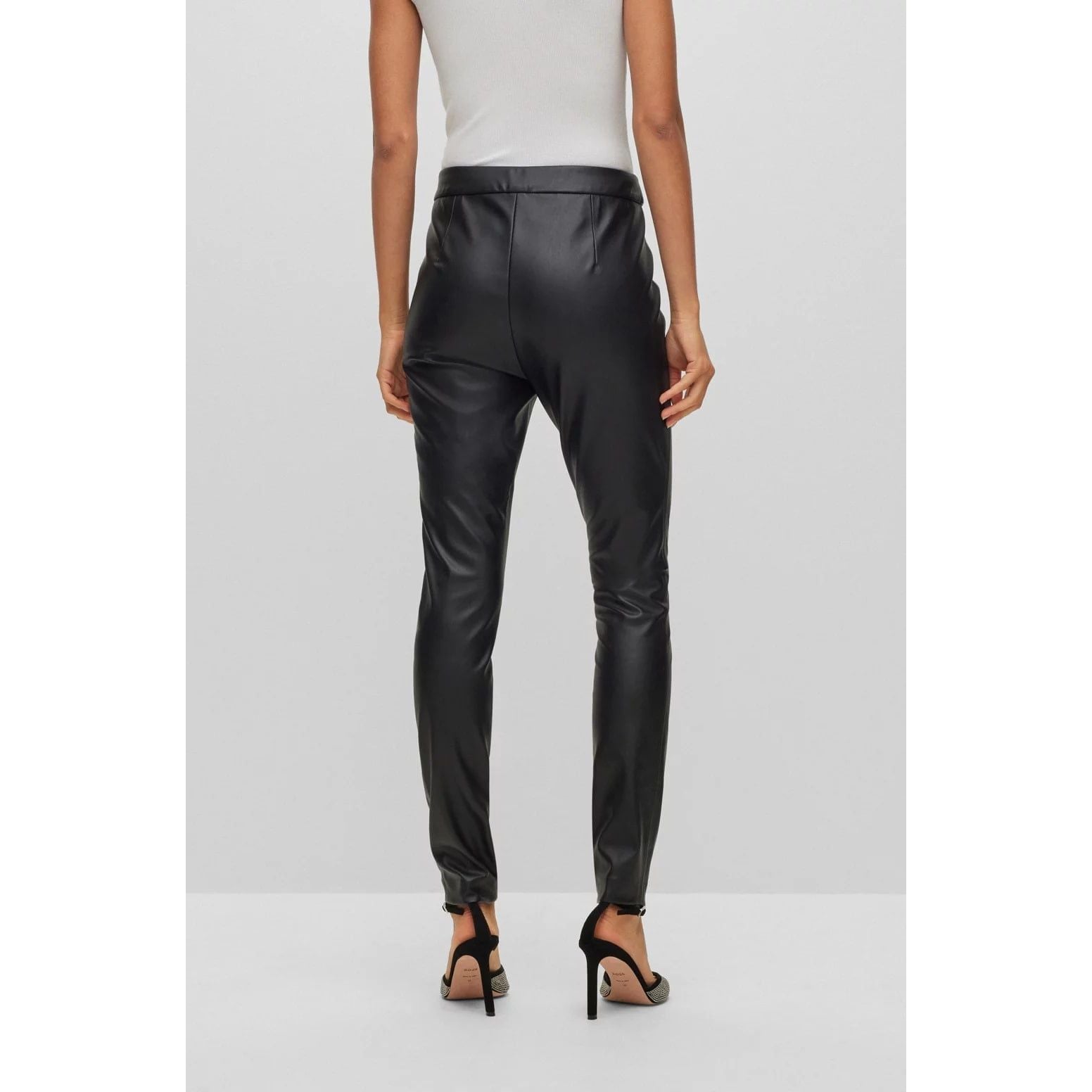 BOSS SKINNY-FIT TROUSERS IN FAUX LEATHER - Yooto