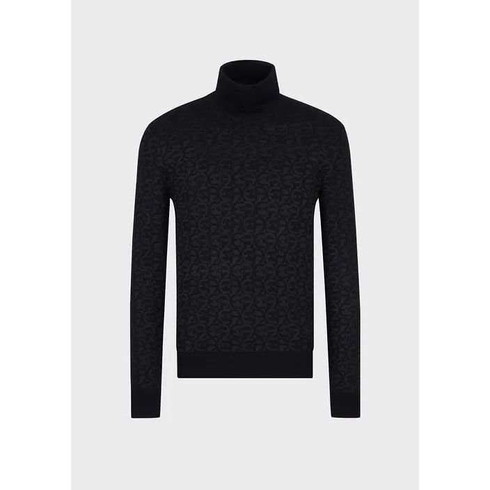 EMPORIO ARMANI
VIRGIN WOOL-BLEND ROLLNECK WITH ALL-OVER EA LOGO - Yooto