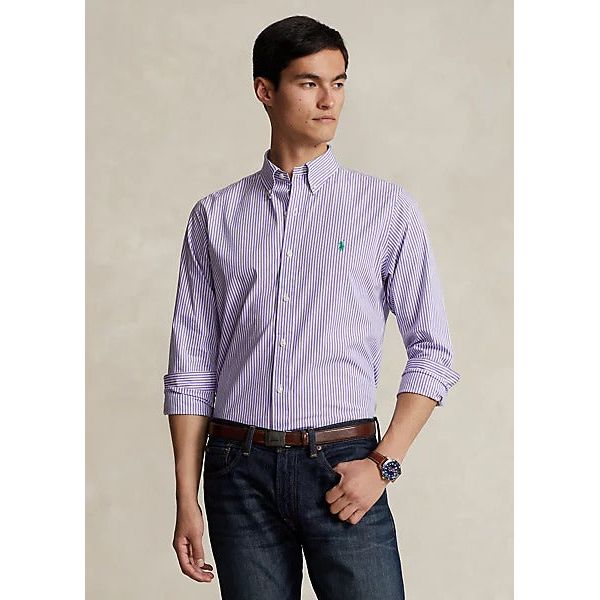 POLO RALPH LAUREN CUSTOM FIT STRIPED STRETCH POPLIN SHIRT - Yooto