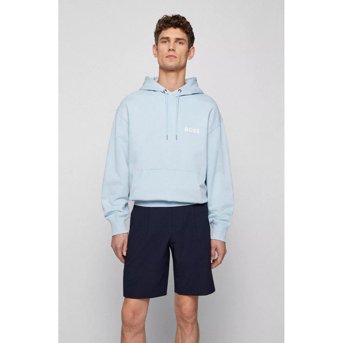 BOSS ORGANIC-COTTON HOODED SWEATSHIRT WITH RUBBER-PRINT LOGO - Yooto