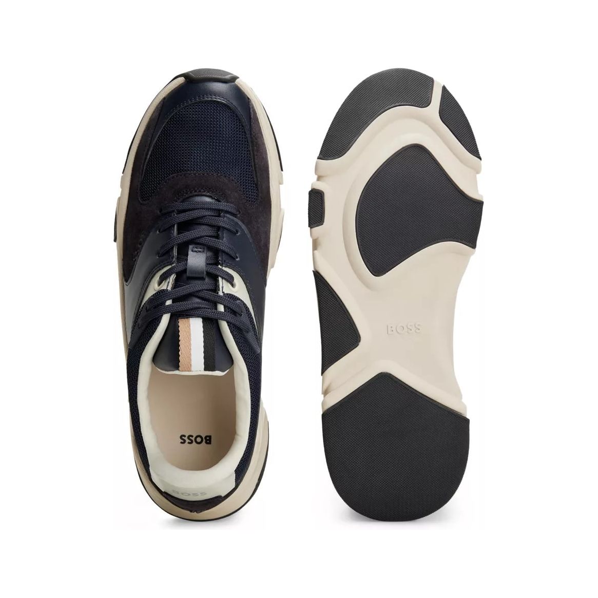 BOSS HYBRID TRAINERS WITH LEATHER FACINGS - Yooto