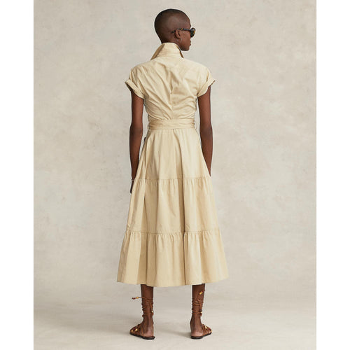 Load image into Gallery viewer, Tiered Cotton Midi Shirtdress - Yooto
