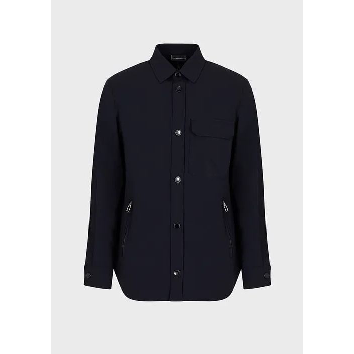 EMPORIO ARMANI TWO-WAY STRETCH TECHNICAL-NYLON SHIRT WITH POCKETS - Yooto