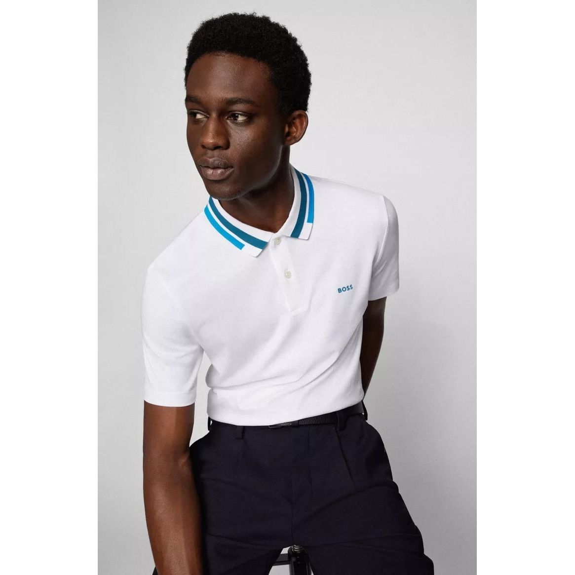 BOSS INTERLOCK-COTTON SLIM-FIT POLO SHIRT WITH PRINTED LOGO - Yooto