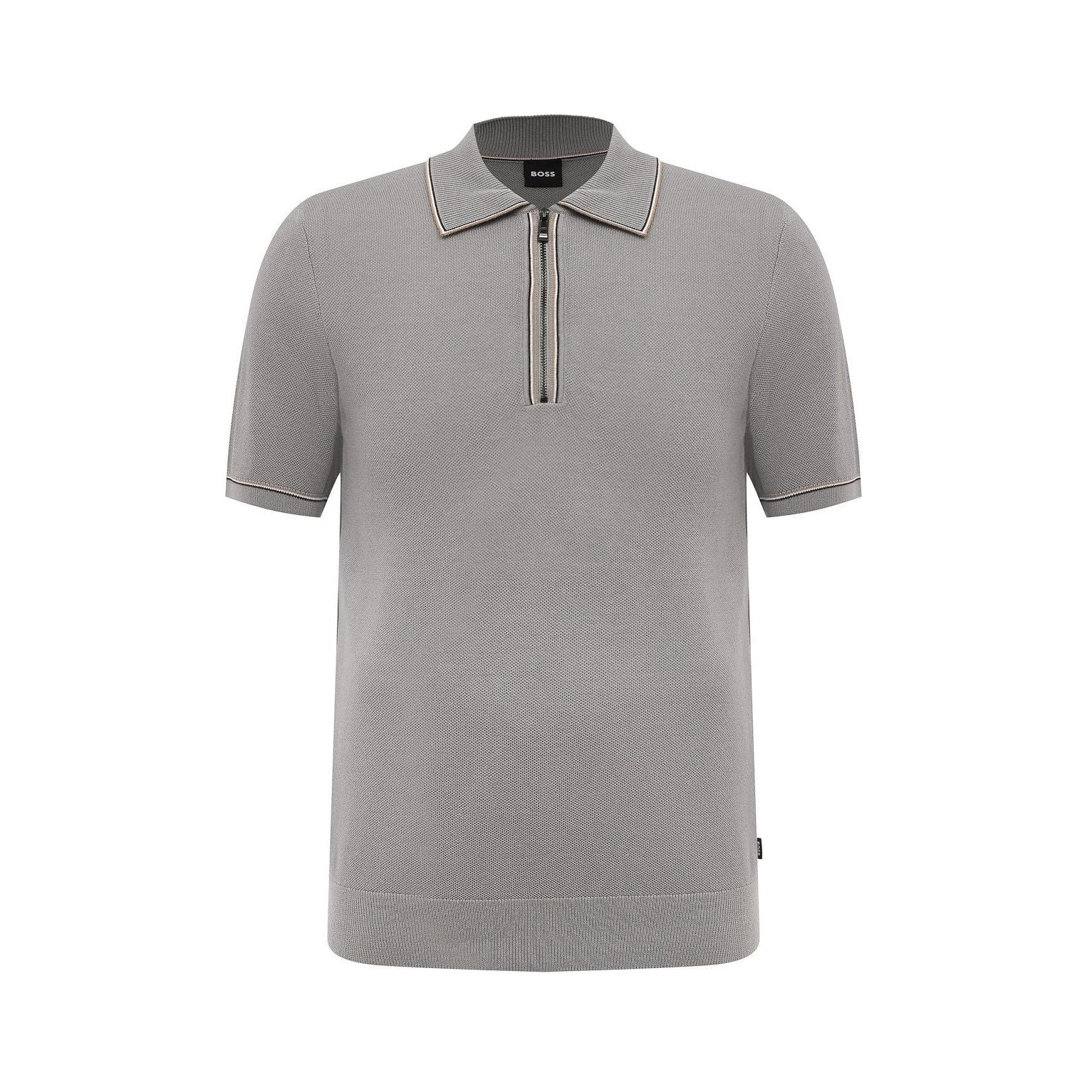 BOSS REGULAR-FIT POLO SWEATER WITH ZIP PLACKET - Yooto