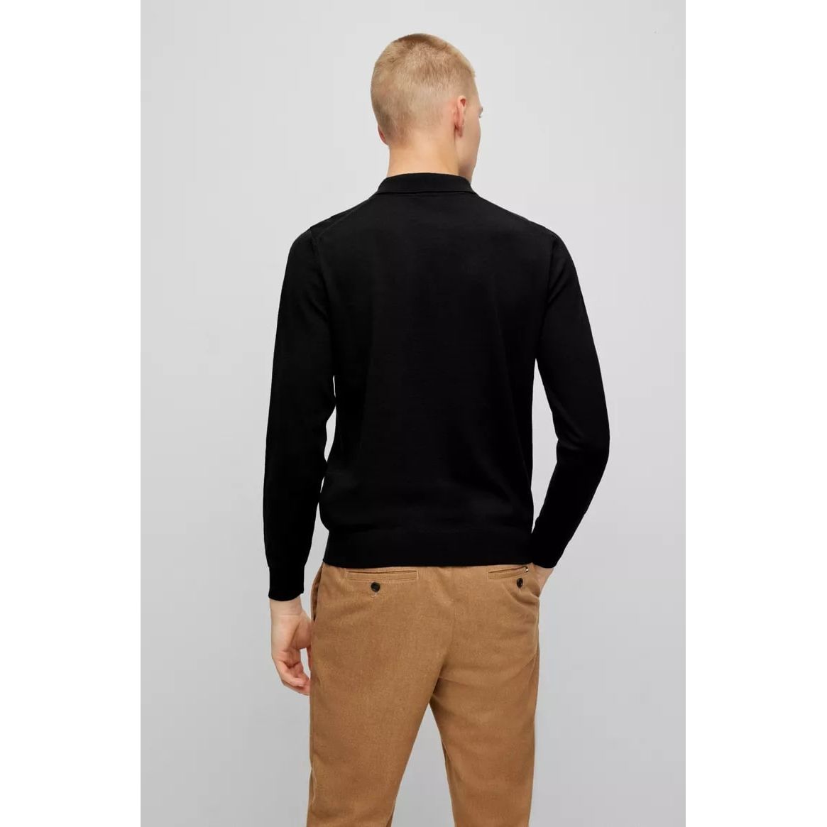 BOSS POLO SWEATER IN VIRGIN WOOL WITH EMBROIDERED LOGO - Yooto