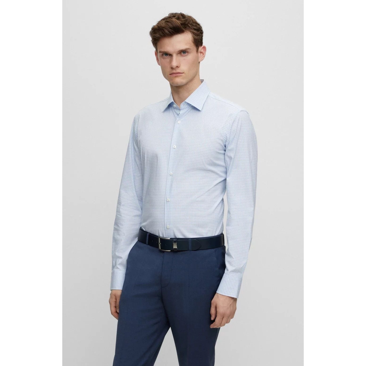 BOSS REGULAR-FIT SHIRT IN CHECKED STRETCH COTTON - Yooto
