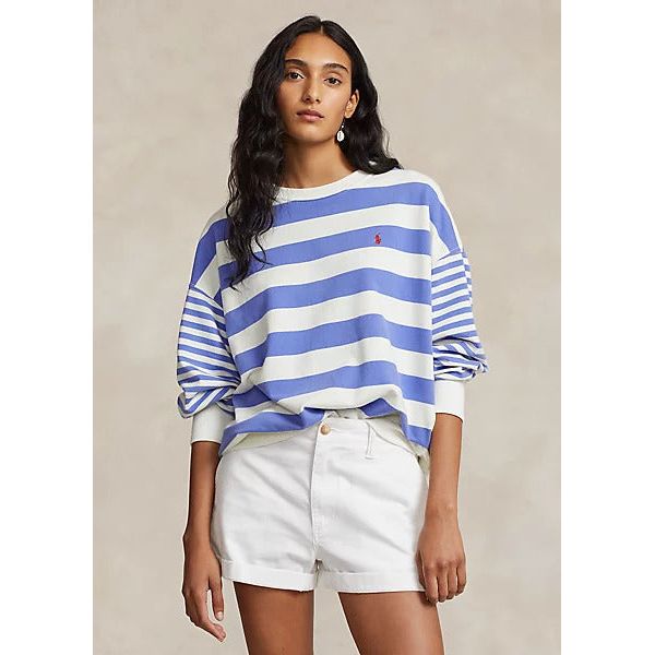 POLO RALPH LAUREN STRIPED ORGANIC COTTON TERRY SWEATSHIRT - Yooto